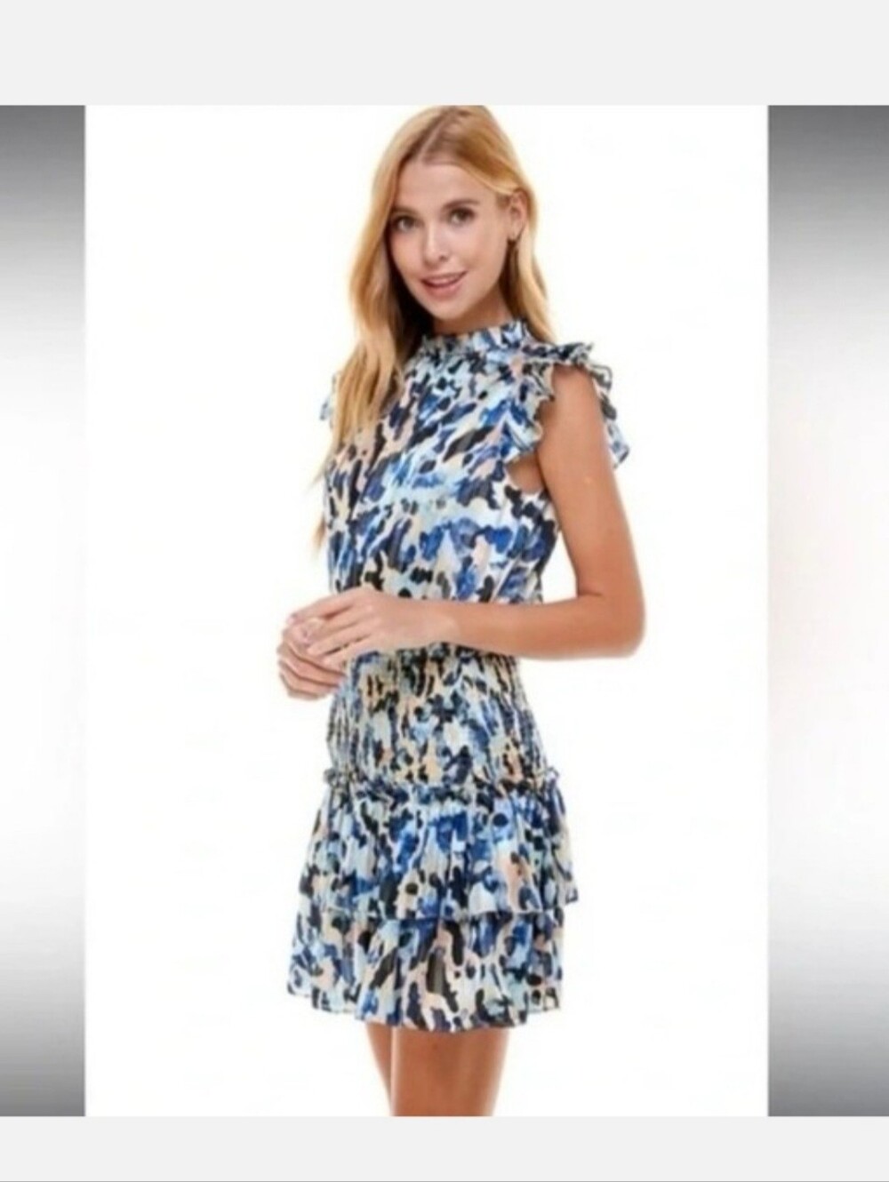 TCEC Dress Animal Print Metallic Chiffon Frilly Whimsigoth Fairy Boho MEDIUM